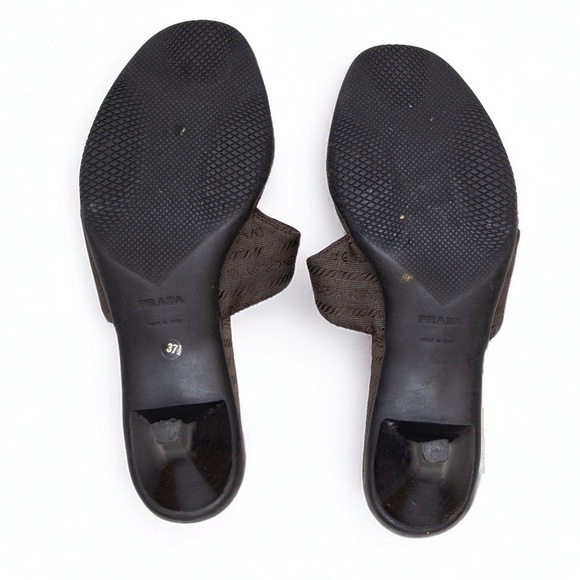 Prada Brown Kitten Heel Logo Monogram Sandals – Size EU 37.5 / UK 4.5 / US 7.5 - Picture 7 of 8